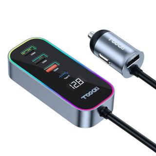 Toocki Ładowarka samochodowa Toocki 4xUSB + USB-C, 105W (szara)