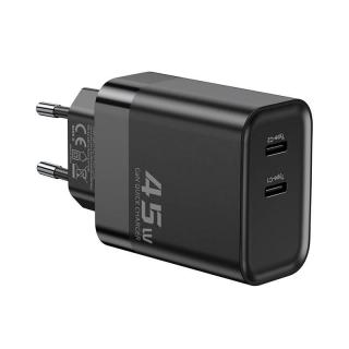 Toocki Ładowarka sieciowa Toocki 2xUSB-C, GaN 45W (czarna)