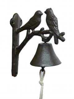 Dzwonek żeliwny brązowy PTAKI