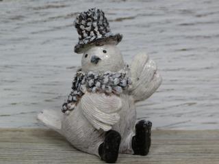 Figurka zimowego ptaszka w kapeluszu 7cm | Boże Narodzenie