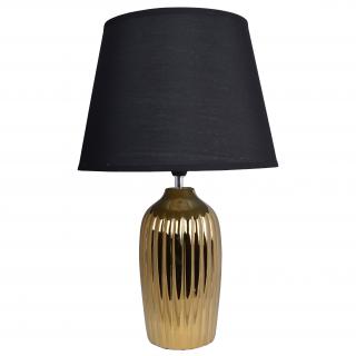 Lampka lampa stołowa złota ceramiczna podstawa z czarnym kloszem 53cm