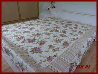 Narzuta pikowana na łóżko typu KING SIZE | 220x240cm, patchwork, RÓŻE