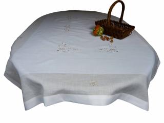 Obrus naturalny na rozłożony stół, 140x260cm, kremowy, kolekcja SHABBY