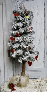 Ośnieżona choinka na pniu, drzewko Boże Narodzenie 80cm