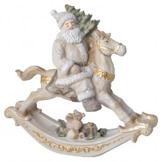 Świąteczna figurka - Mikołaj na koniu na biegunach, 29x25cm
