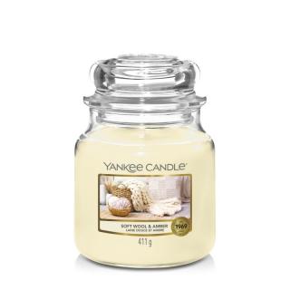 Świeca zapachowa Soft Wool  Amber YANKEE CANDLE | 411g, średnia