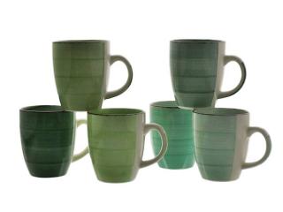 Zestaw 6szt kubków ceramicznych 300ml BAITA MINT odcienie zieleni