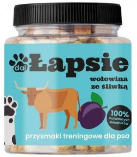 Łapsie Wołowina ze śliwką 300g 100% naturalne przysmaki dla psów