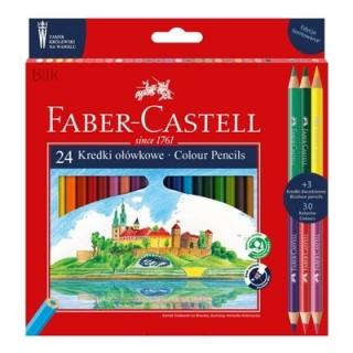 Kredki ołówkowe zamek Faber-Castell 24 kol.+3 kredki dwustronne