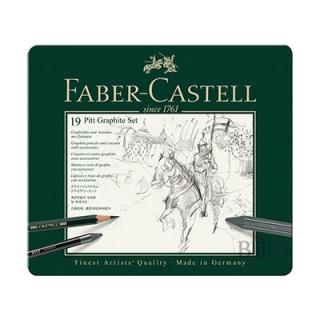Pitt Graphite Set Faber-Castell, zestaw 19 sztuk w metalowym pudełku