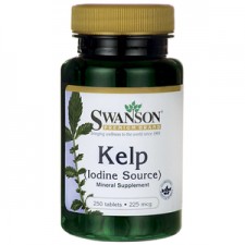 Kelp NIEDOBÓR JODU TARCZYCA (Iodine source) 225 mcg 250tab. SWANSON