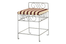 Pojedyncza pufa metalowa - krzesło kute z tapicerką