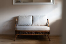 Stylowa sofa rattanowa, rattan naturalny  lite drewno