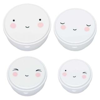 A Little Lovely Company - 4 pojemniki śniadaniowe Snack Box Happy Face Mimisia.pl