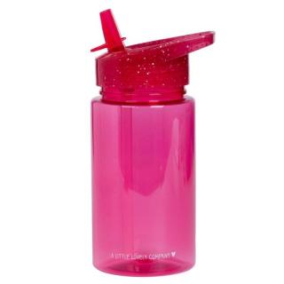 A Little Lovely Company - Bidon transparentny ze składanym ustnikiem GLITTER Pink Mimisia.pl