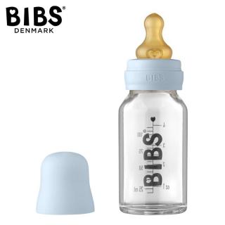 BIBS BABY GLASS BOTTLE BABY BLUE Antykolkowa Butelka Szklana dla Noworodków 110 ml Mimisia.pl