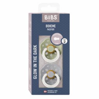 BIBS BOHEME 2-PACK SAGE NIGHT  CLOUD NIGHT M Smoczek Uspokajający kauczuk Hevea Mimisia.pl