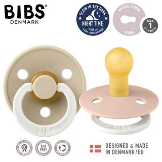 BIBS COLOUR 2-PACK BLUSH NIGHT  VANILIA NIGHT S Smoczek uspokajający kauczuk Hevea Mimisia.pl