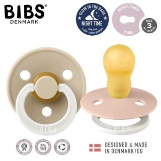 BIBS COLOUR 2-PACK BLUSH NIGHT  VANILLA NIGHT L Smoczek Uspokajający kauczuk Hevea Mimisia.pl