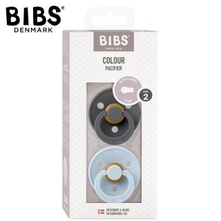 BIBS COLOUR 2-PACK IRON  BABY BLUE M Smoczek Uspokajający kauczuk Hevea Mimisia.pl