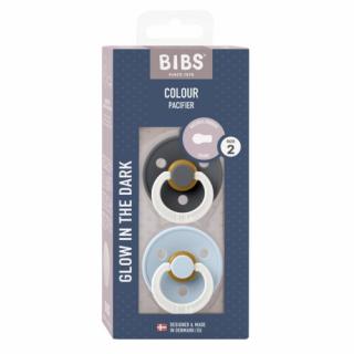 BIBS COLOUR 2-PACK IRON NIGHT  BABY BLUE NIGHT M Smoczek Uspokajający kauczuk Hevea Mimisia.pl