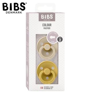 BIBS COLOUR 2-PACK VANILLA  MUSTARD M Smoczek Uspokajający kauczuk Hevea Mimisia.pl