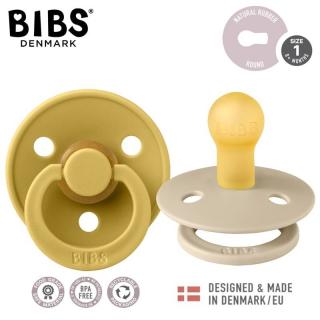 BIBS COLOUR 2-PACK VANILLA  MUSTARD S Smoczek Uspokajający kauczuk Hevea Mimisia.pl