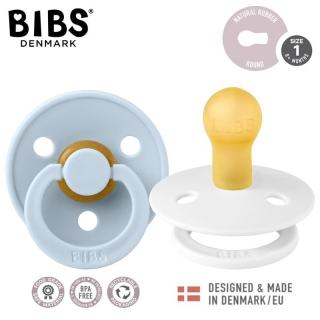 BIBS COLOUR 2-PACK WHITE  BABY BLUE S Smoczek Uspokajający kauczuk Hevea Mimisia.pl