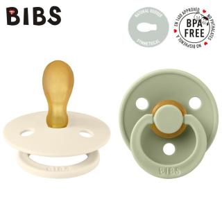 BIBS COLOUR SYMMETRICAL 2-PACK IVORY  SAGE M Smoczek Symetryczny kauczuk Hevea Mimisia.pl