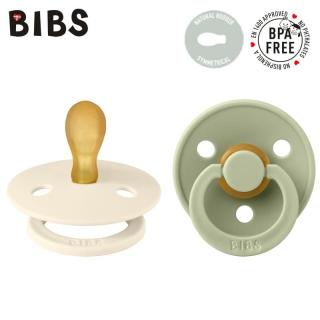 BIBS COLOUR SYMMETRICAL 2-PACK IVORY  SAGE S Smoczek Symetryczny kauczuk Hevea Mimisia.pl