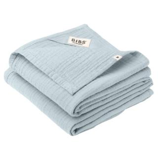 BIBS MUSLIN CLOTH 2 pieluszki muślinowe 100% ORGANIC COTTON BABY BLUE 70 x 70 cm Mimisia.pl