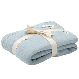 BIBS MUSLIN SWADDLE Kocyk muślinowy 100% ORGANIC COTTON BABY BLUE 120 x 120 cm Mimisia.pl