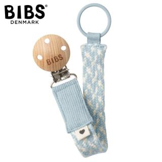 BIBS PACIFIER BRAID BABY BLUE  IVORY zawieszka do smoczków 100% organic cotton Mimisia.pl