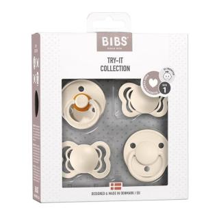 BIBS TRY-IT zestaw 4 szt smoczków niemowlęcych o różnych ustnikach IVORY Mimisia.pl