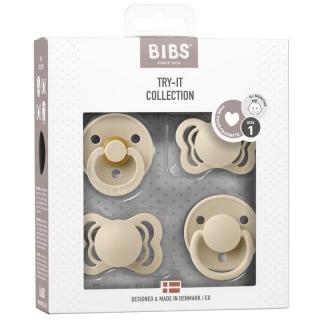 BIBS TRY-IT zestaw 4 szt smoczków niemowlęcych o różnych ustnikach VANILLA Mimisia.pl
