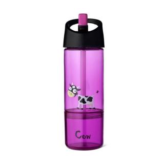 Carl Oscar Kids Bottle 2in1 Bidon z pojemnikiem na przekąski 2w1 Purple - Cow Mimisia.pl