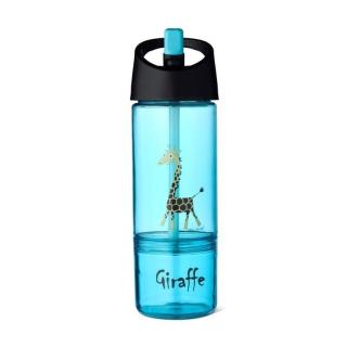 Carl Oscar Kids Bottle 2in1 Bidon z pojemnikiem na przekąski 2w1 Turquoise - Giraffe Mimisia.pl