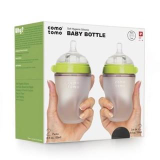 COMOTOMO - 2 antykolkowe butelki silikonowe MOM'S BREAST 250 ml Green BABY 2 pack Mimisia.pl