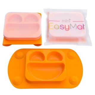 EasyTots silikonowy talerzyk trójdzielny z matą i lunchbox EasyMat Mini 2in1 ORANGE Mimisia.pl