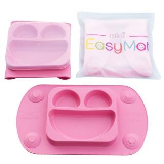 EasyTots silikonowy talerzyk trójdzielny z matą i lunchbox EasyMat Mini 2in1 PINK Mimisia.pl