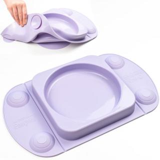 EasyTots silikonowy talerzyk z przyssawką i matą i lunchbox EasyMat Mini Max 2in1 LILAC Mimisia.pl