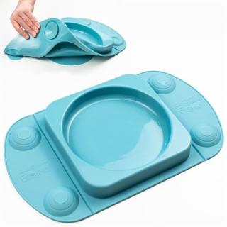 EasyTots silikonowy talerzyk z przyssawką i matą i lunchbox EasyMat Mini Max 2in1 TEAL Mimisia.pl