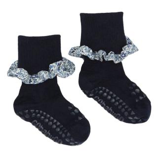 GoBabyGo antypoślizgowe skarpetki do nauki chodzenia LIBERTY BAMBOO Dark Blue Katie and Millie Blue 12 m+ Mimisia.pl