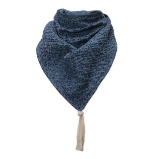 Hi Little One bandanka apaszka niemowlęca BOHO LEAF Jeans Pom Pom Mimisia.pl