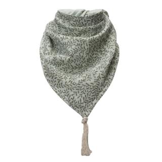Hi Little One bandanka apaszka niemowlęca BOHO LEAF Mint Pom Pom Mimisia.pl
