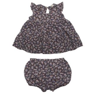 Hi Little One bluzeczka z bufkami i bloomery BOHO FLO Blue roz L Pom Pom Mimisia.pl