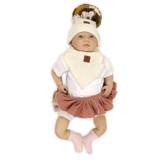 Hi Little One czapka z chustą komplet ALPACA BOHO Ivory S Pom Pom Mimisia.pl
