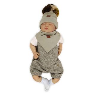 Hi Little One czapka z chustą komplet ALPACA BOHO Sage S Pom Pom Mimisia.pl