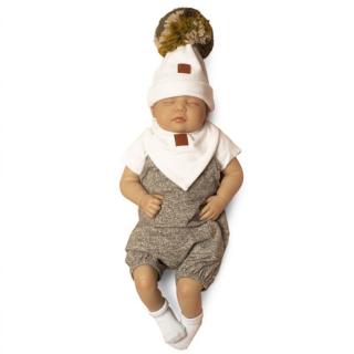 Hi Little One czapka z chustą komplet ALPACA BOHO White/Green Pom Pom Mimisia.pl