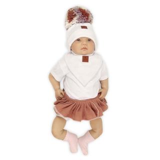 Hi Little One czapka z chustą komplet ALPACA BOHO White/Rust S Pom Pom Mimisia.pl